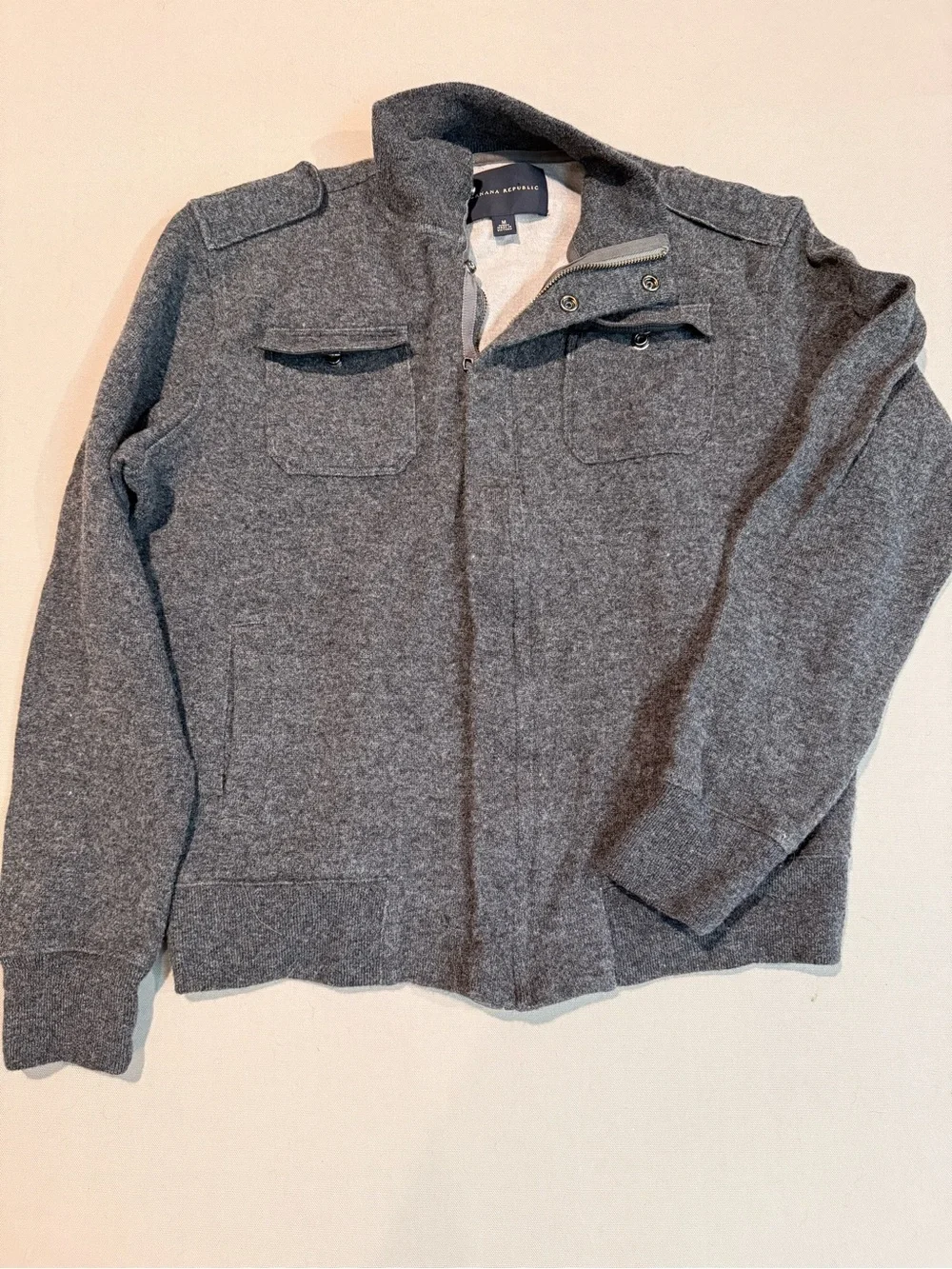 Banana Republic Grey Men’s Heathered Zip-Front Snap Jacket men’s M